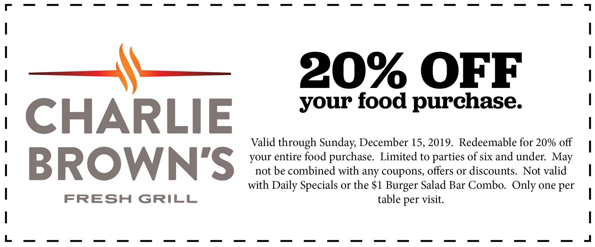 Charlie Brown's Steakhouse Promotions, Coupons, Discount Codes